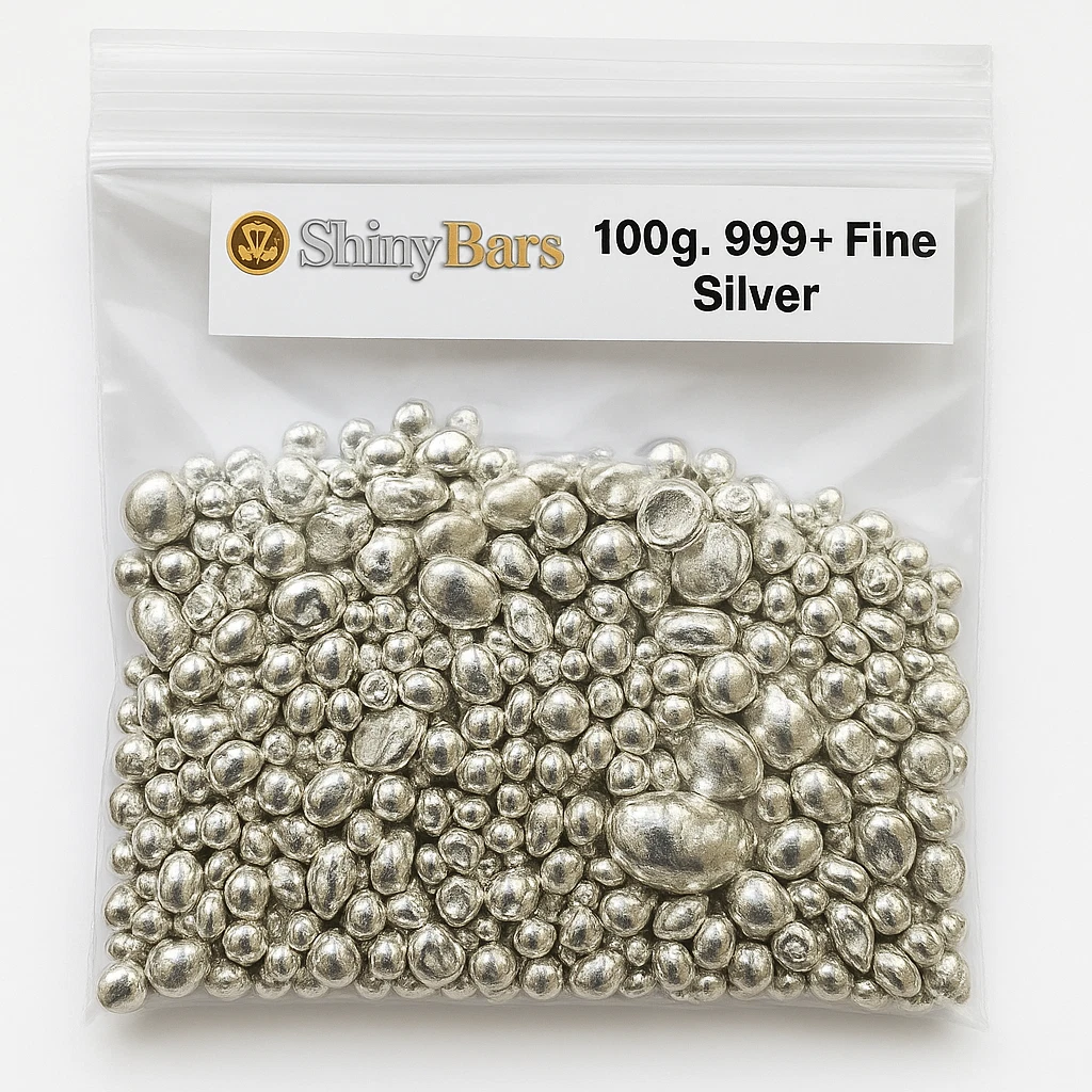 100 gram silver shot, casting grain, .999 fine silver